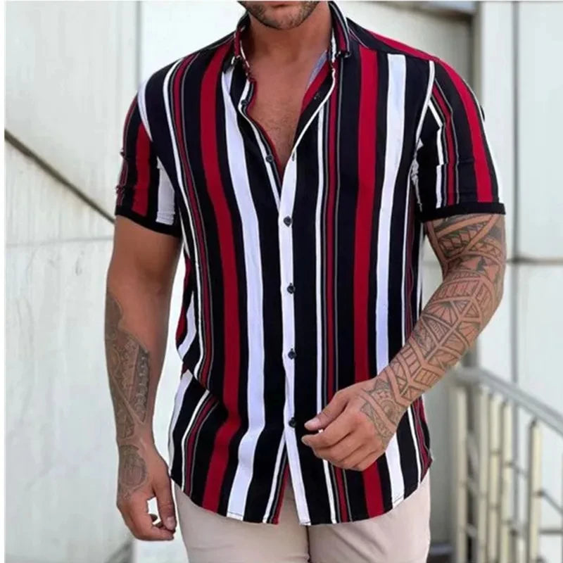 Camicia Righe Estiva Maniche Corte Uomo