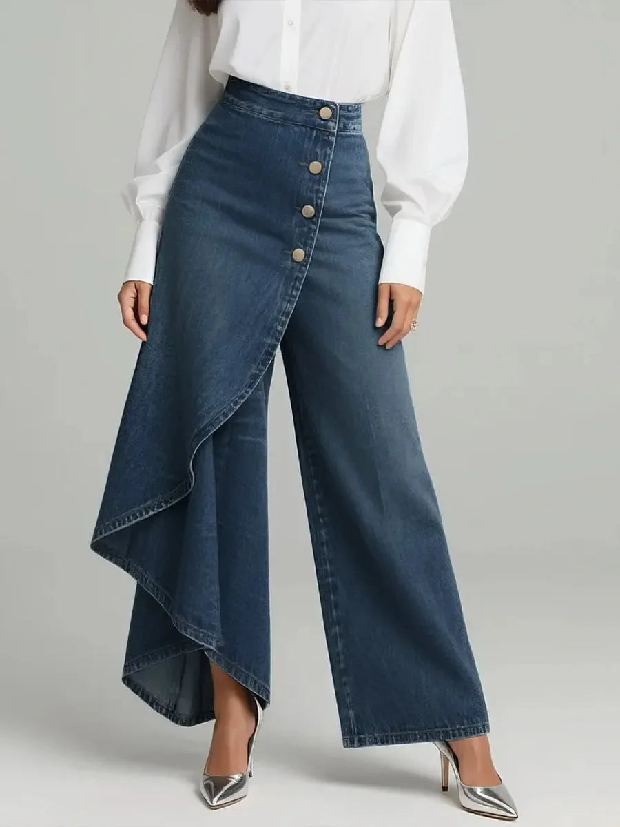 Pantaloni Wide Leg Effetto Denim