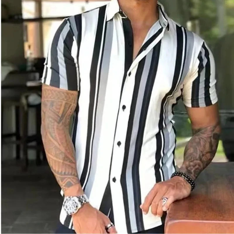 Camicia Righe Estiva Maniche Corte Uomo